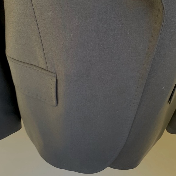 Elegant classic shiny black 87% fine wool double collar blazer jacket Eur44 US12 - Picture 6 of 16